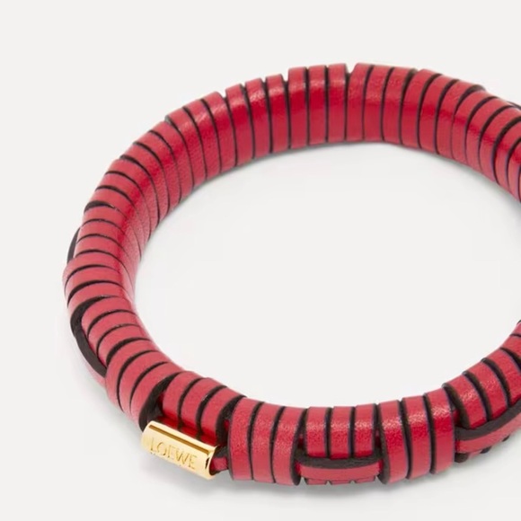 NEW AUTH LOEWE PAULA'S IBIZA INTERLOCK WOVEN LEATHER & GOLD ACCENT BANGLE - Picture 8 of 8